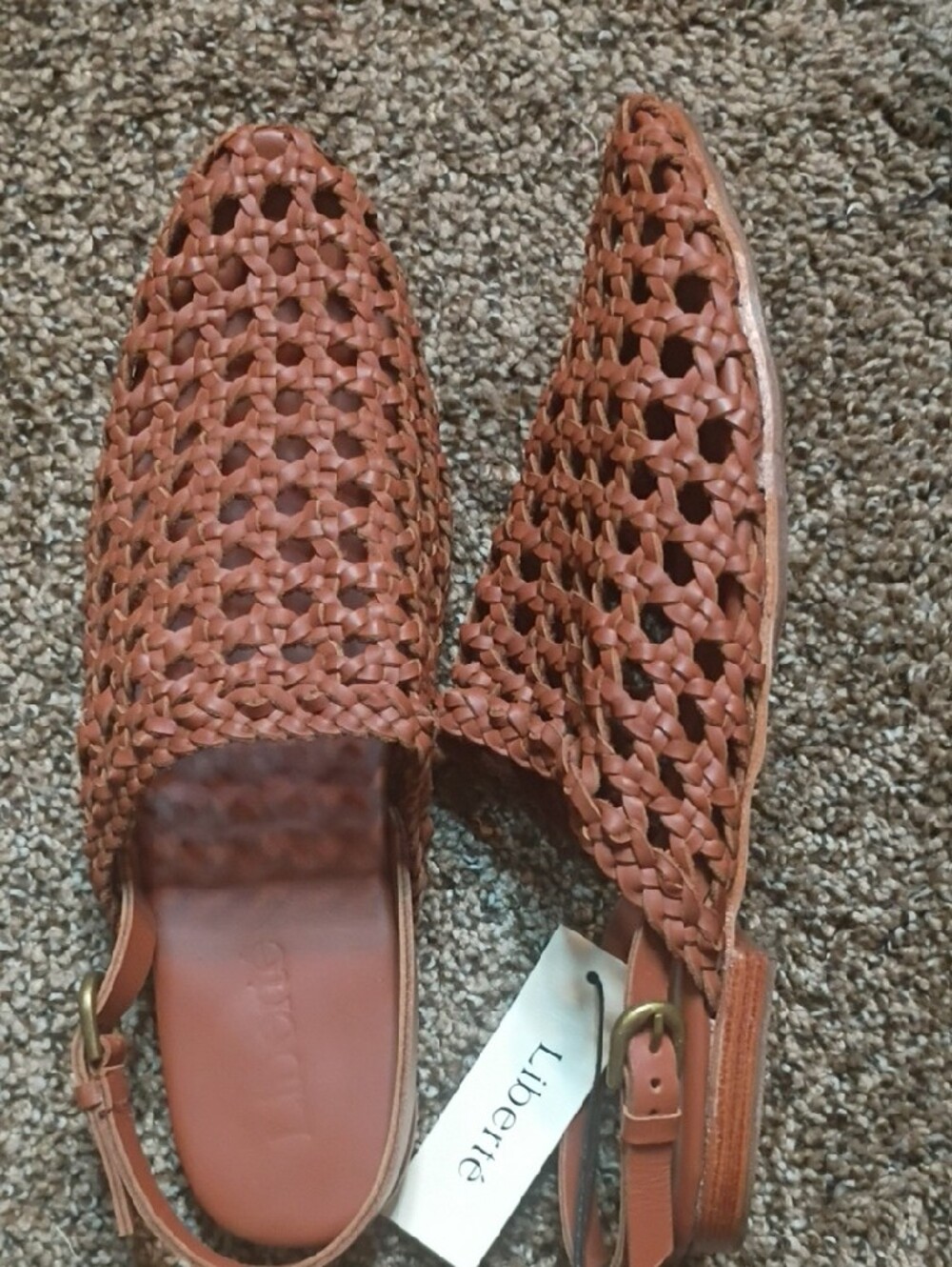 Liberte Woven Leather Slingback Mules - Tan - Picture 2 of 2